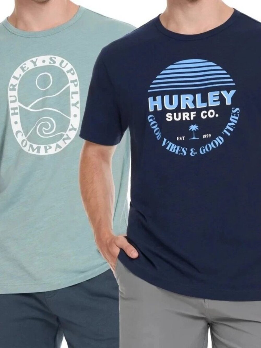 2 Pack Hurley Obsidian T-Shirts Navy and Blue/Green (NWT)